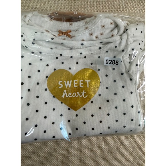 Carters Baby Girl Newborn Bodysuit 4-Pack Floral Polka Dot Brown White NB 0288 - Picture 7 of 7